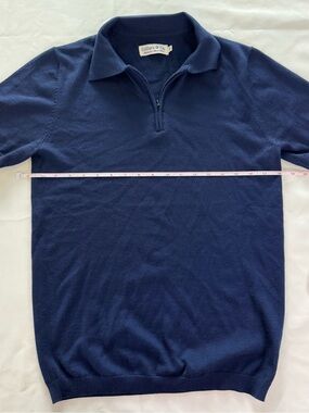 Collars & Co. Men’s Navy Half-Zip Polo Sweater merino wool 1/4 zip preppy